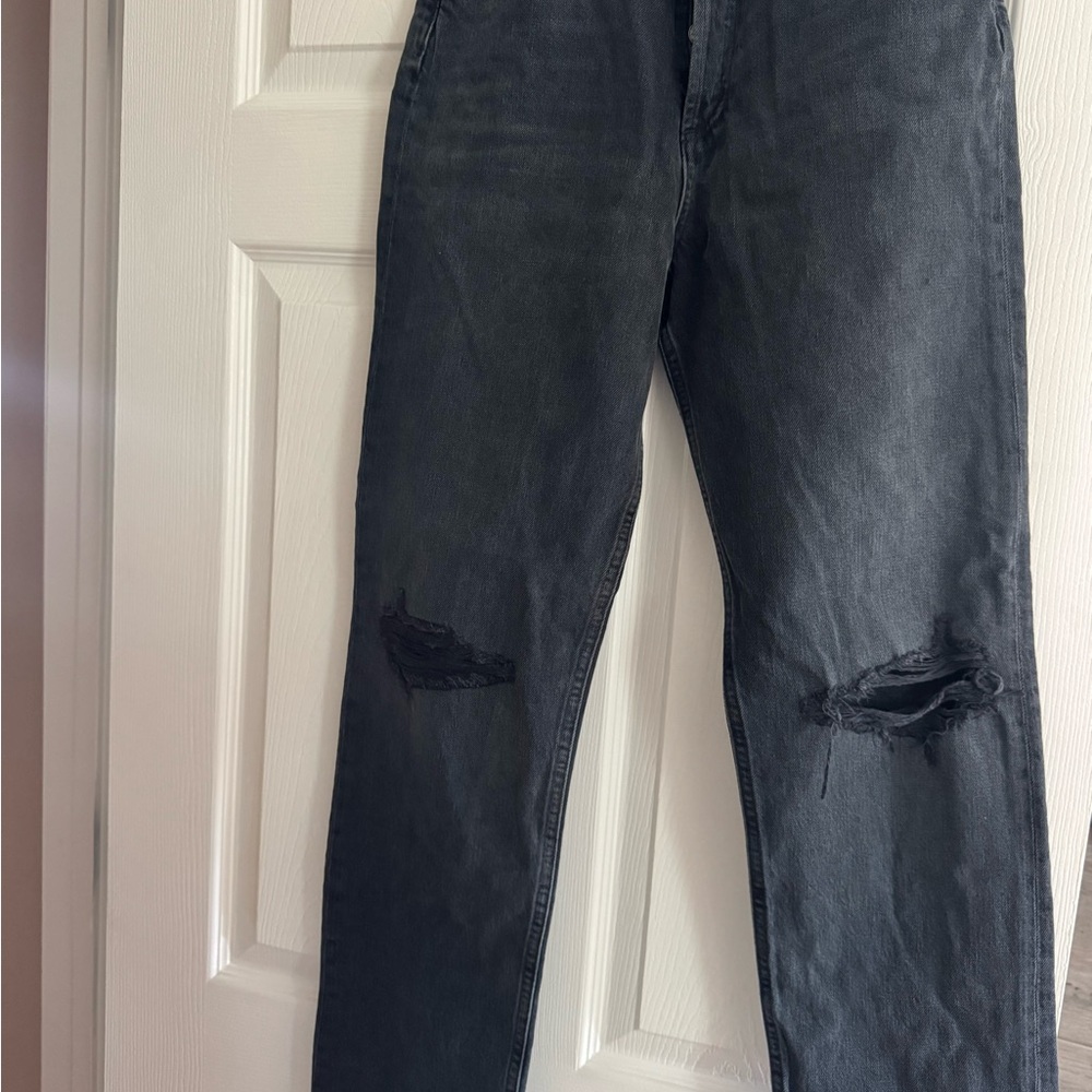 NWT Agolde 90’s pinch waist Charcoal Distressed Straight Jeans